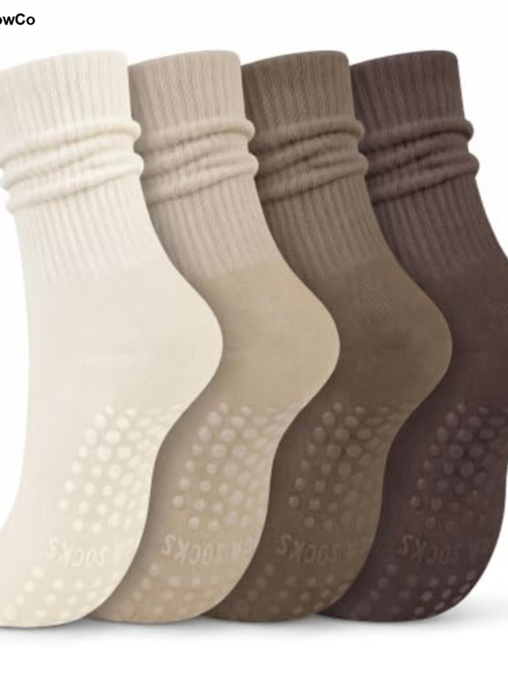 Womens Pilates Grippy Socks Non Slip Yoga Crew Grip Socks